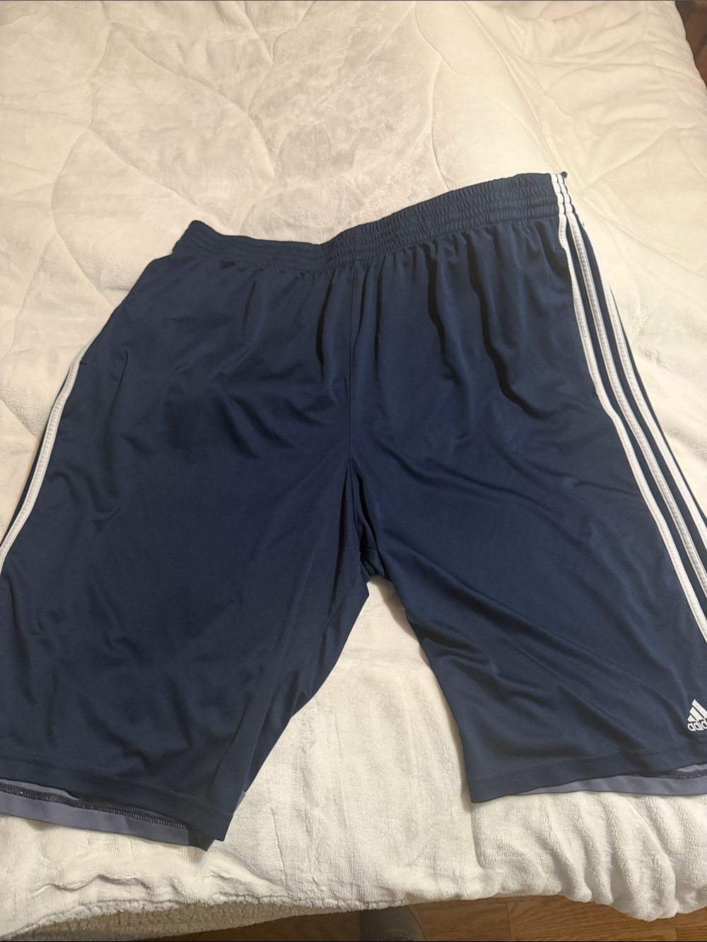 adidas Navy Blue Athletic  Shorts with White Side Stripes 3XLT BIG and tall